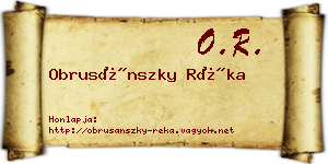Obrusánszky Réka névjegykártya