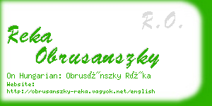 reka obrusanszky business card